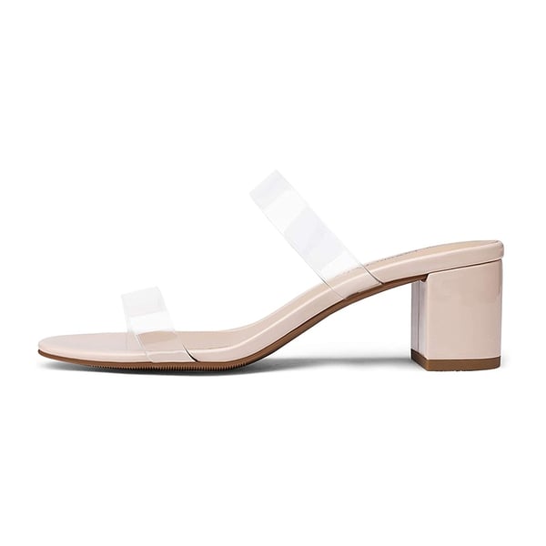 Two Strap Chunky Heel Sandals - NUDE TPU - 2